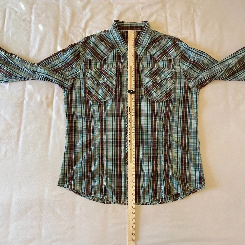 True Religion Brand Pearl Snap Button Plaid‎ Western Shirt (3XL)